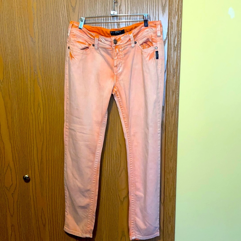 Orange suki skinny jeans by silver jeans